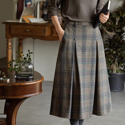 上品感溢れチェック柄スカート　秋冬スカート　ウール混 9枚目の画像