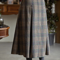 上品感溢れチェック柄スカート　秋冬スカート　ウール混 7枚目の画像