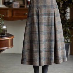 上品感溢れチェック柄スカート　秋冬スカート　ウール混 4枚目の画像