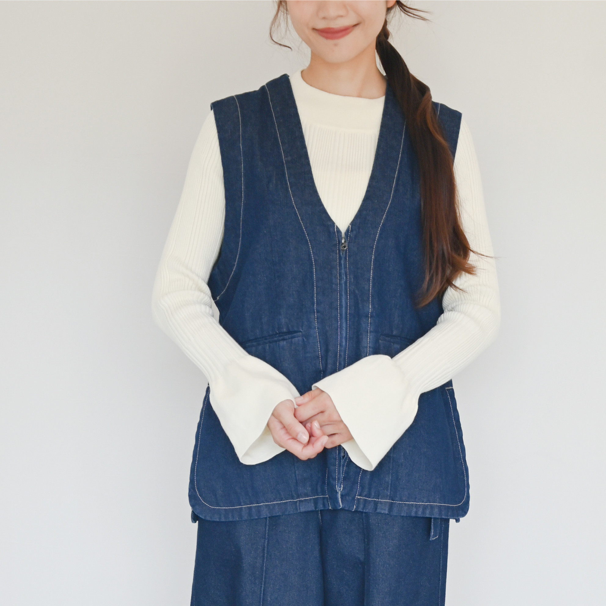 12_10.5ozデニム　スリットベスト＿【オールシーズン◎】