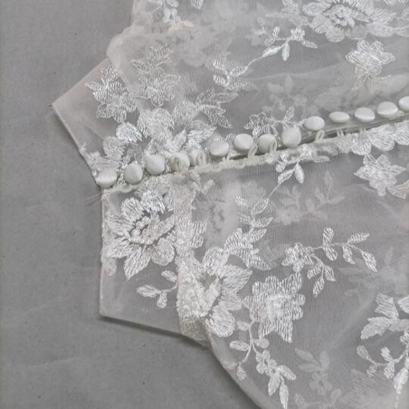 エレガント ハンドメイド オフホワイト ボレロ 枝花刺繍 ブライズメイド/結婚式/披露宴 10枚目の画像