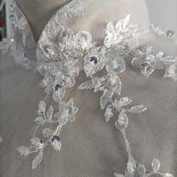 高品質！手工製作灰白色波萊羅珠寶樹枝和花朵刺繡伴娘/婚禮/招待會 第6張的照片