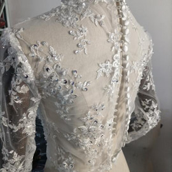 高品質！手工製作灰白色波萊羅珠寶樹枝和花朵刺繡伴娘/婚禮/招待會 第4張的照片