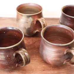 備前焼 コーヒーカップ(大)　ロクロ目・サンギリ　c7-058 3枚目の画像