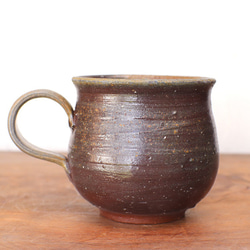 備前焼 コーヒーカップ(大)　ロクロ目・サンギリ　c7-058 2枚目の画像