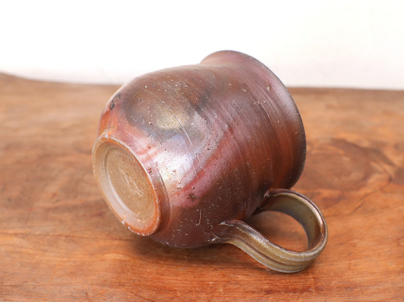 備前焼 コーヒーカップ(大)　ロクロ目・サンギリ　c7-058 4枚目の画像