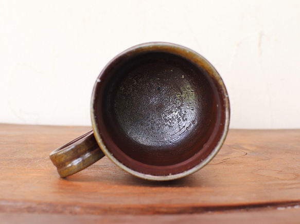 備前焼 コーヒーカップ(大)　ロクロ目・サンギリ　c7-058 5枚目の画像