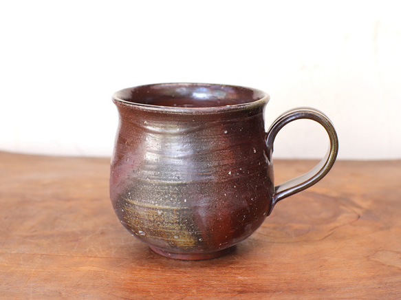 備前焼 コーヒーカップ(大)　ロクロ目・サンギリ　c7-058 1枚目の画像