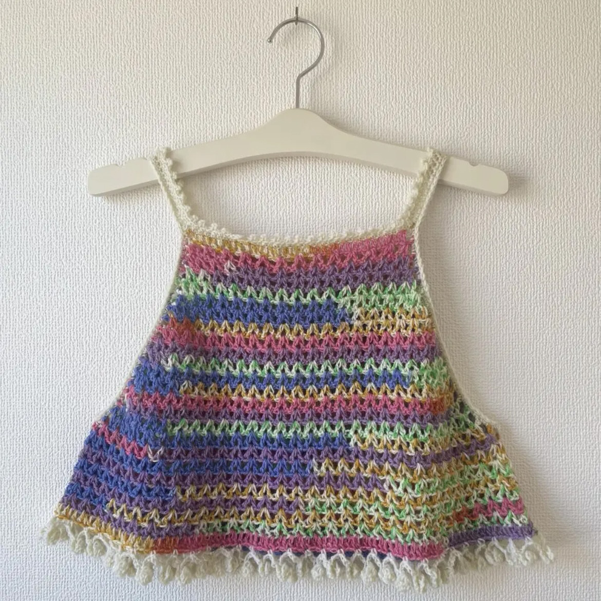 ⭐︎handmade⭐︎手編み　マルチカラービスチェ