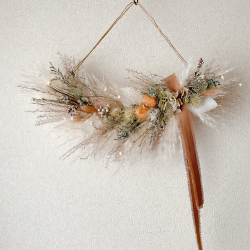 パンパスグラスのガーランドドライフラワー横長スワッグ