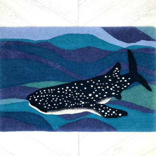 深海とジンベエザメのラグ【2タイプあり】 カーペット・絨毯・ラグ