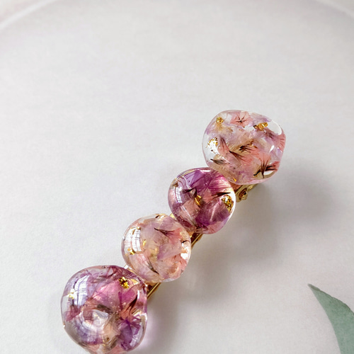 レジンヘアゴム クリップ　不規則　マーブル　パープル　ゴールド　キラキラ シリコンモールド ヘアクリップ ヘアピン 3セット 12個ヘアクリップ