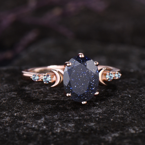 ギャラクシーブルーサンドストーンリング 6月誕生石アレキサンドライト