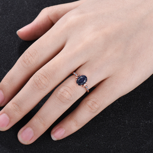 ギャラクシーブルーサンドストーンリング 6月誕生石アレキサンドライト