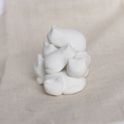 【ねこ山　白猫】石膏 置物 アロマストーン 5枚目の画像