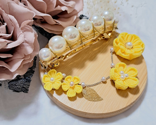 ACCA 希少★ イエロー パール バレッタ フラワー 黄色 花 ACCA 希少☆ イエロー パール バレッタ フラワー 黄色 花 パール