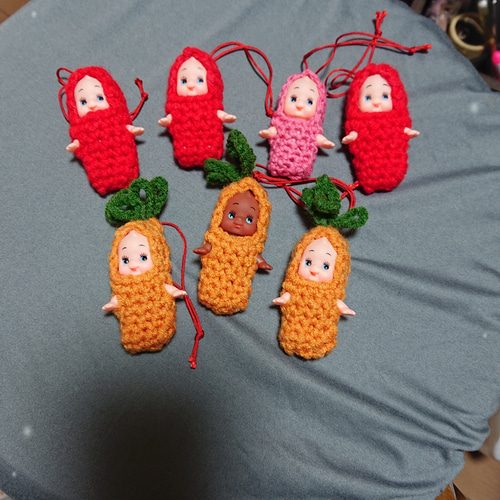 5㌢キューピーストラップ⑨[たらこキューピー 赤] バッグチャーム