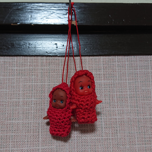 5㌢キューピーストラップ⑨[たらこキューピー 赤] バッグチャーム