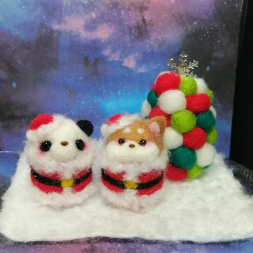 ☆rara しば犬 豆柴 サンタ クリスマス 羊毛フェルト クリスマス飾り 羊毛フェルト クリスマス 柴犬 羊毛フェルト 秋都 通販 16651021