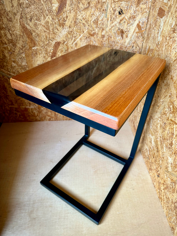 天然木 黒柿／けやき サイドテーブル 手造り 一点物 天然木 黒柿