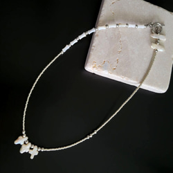 [2way]マザーオブパールと淡水パールネックレス...cross&silver　ビーズアクセサリー　 4枚目の画像