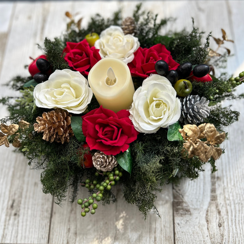 聖夜に灯す華やかなXmasキャンドルアレンジメント〜素敵なChristmasを