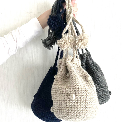 wool100/ポンポンニットバッグ ショルダーバッグ clover 通販 16651217