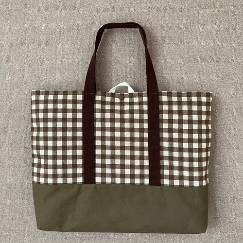 入園グッズ 入学グッズ 手提げ袋 レッスンバッグ チェック柄ブラウン