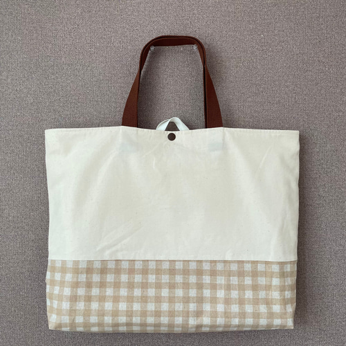 入園グッズ 入学グッズ 手提げ袋 レッスンバッグ きなり×チェック柄