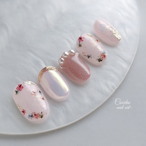 春/夏/ハンド/押し花/大人 - Momoa nail salonのネイルデザイン