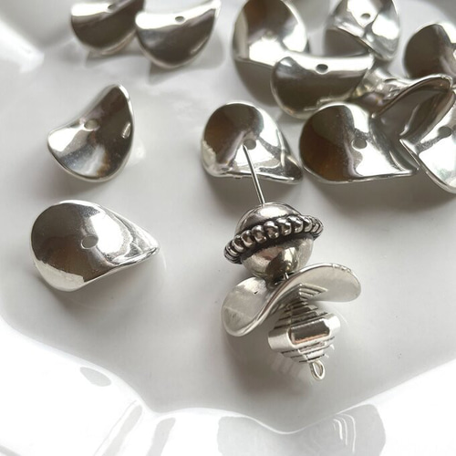 177】CCB 変形 スペーサー☆6個☆シルバー☆カスタムボールペン ビーズ