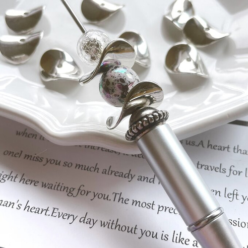 177】CCB 変形 スペーサー☆6個☆シルバー☆カスタムボールペン ビーズ