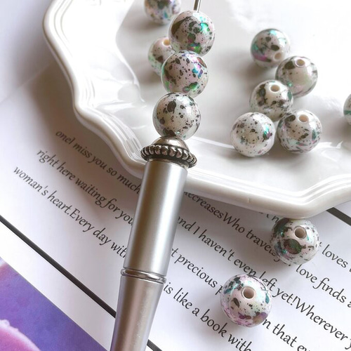 225】new❣️ペイント ビーズ☆4個☆カスタムボールペン ビーズ  