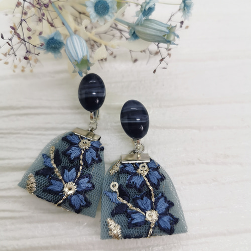 インド刺繍リボン イヤリング アクセサリー イヤリング