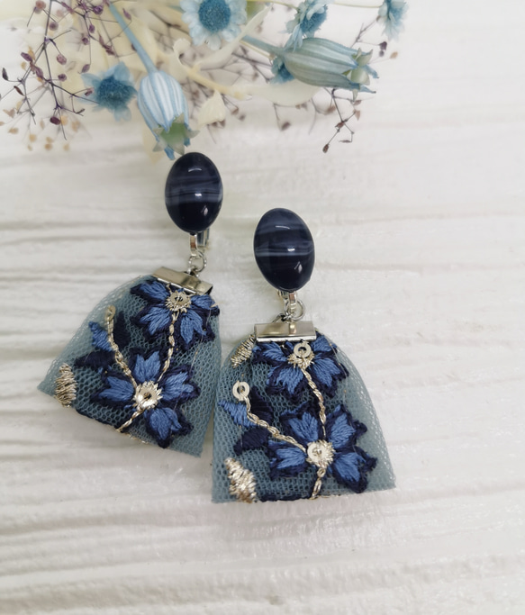 インド刺繍リボン イヤリング アクセサリー イヤリング