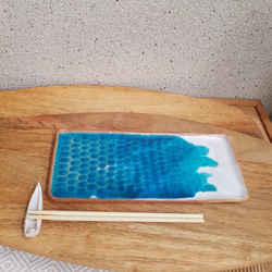 角皿　海のキャッシュトレイ【波打ち際】カヤック　刺身皿　焼き魚用　 4枚目の画像
