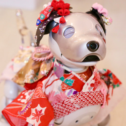 aibo 艶やかきもの：四季花金彩（aiboちゃん用・ハンドメイドのお洋服） 8枚目の画像