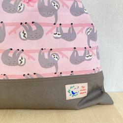 　森のお友達ピンク　　大きめサイズのレッスンバッグ　４６ｘ３6ｘ８ｃｍ　サイズ指定可 4枚目の画像