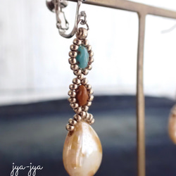 beads earrings ＊ drop beige 3枚目の画像