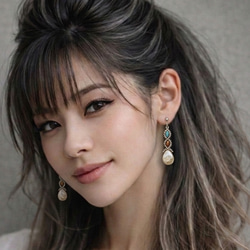 【再出品】beads earrings ＊ drop beige 2枚目の画像