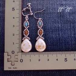 【再出品】beads earrings ＊ drop beige 4枚目の画像