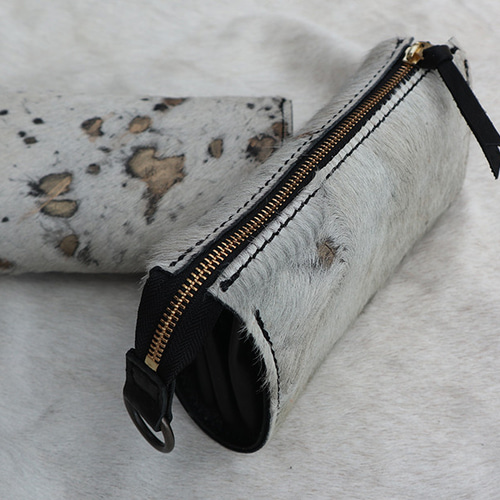 ハラコの本革でハンドメイドした長財布/大きな財布/LV-harako-white 長