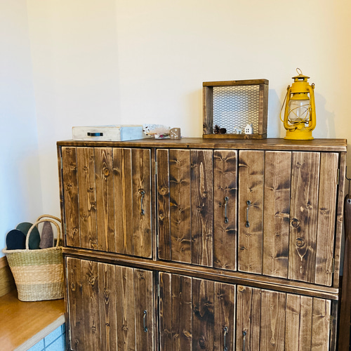 最新作 アンティークな靴箱 男前な下駄箱 取っ手や色やサイズを変える