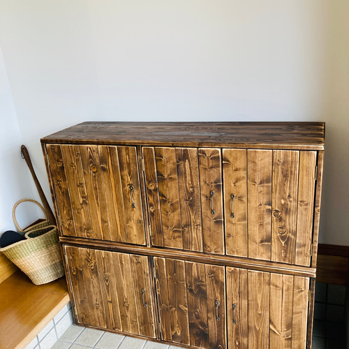 最新作 アンティークな靴箱 男前な下駄箱 取っ手や色やサイズを変える