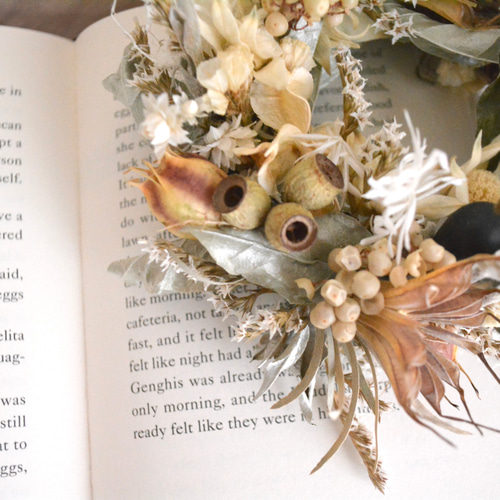 秋リース ホワイトリース wreathe インテリアフラワー natural ギフト