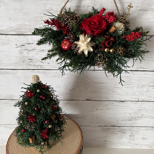 クリスマススワッグS＊赤い薔薇と雪化粧のノエルリュクス クリスマスリース 飾り クリスマススワッグS＊赤い薔薇と雪化粧のノエルリュクス クリスマス