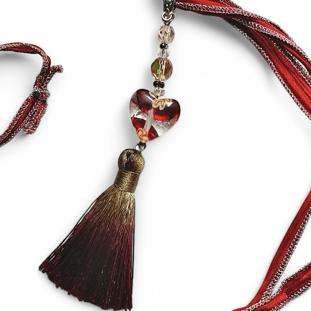 ボルドーハートネックレス