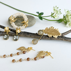 [jolie] 小黃銅花朵耳環 ▷ 優雅/邀請/花朵/小/花卉/復古玻璃 第10張的照片
