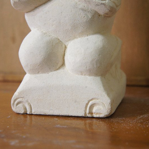 パラス石 石彫り バリ島 アジアン オブジェ 置物 カエル 15cm (口