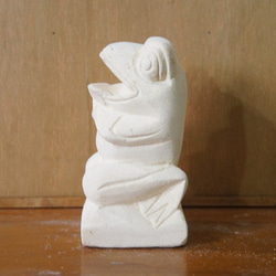 パラス石 石彫り バリ島 アジアン オブジェ 置物 カエル 15cm (口) 手彫り彫刻 3枚目の画像